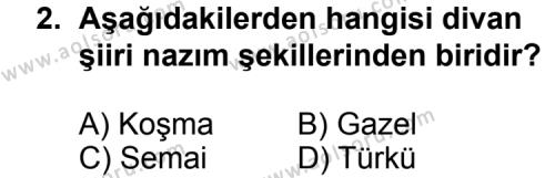 Seçmeli Türk Edebiyatı 4 Dersi 2013-2014 Yılı 1. Dönem Sınavı 2. Soru