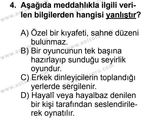 Seçmeli Türk Edebiyatı 4 Dersi 2013 - 2014 Yılı 1. Dönem Sınav Soruları 4. Soru