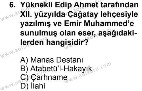Seçmeli Türk Edebiyatı 4 Dersi 2013-2014 Yılı 2. Dönem Sınavı 6. Soru