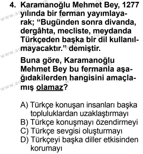 Seçmeli Türk Edebiyatı 4 Dersi 2014 - 2015 Yılı 1. Dönem Sınav Soruları 4. Soru