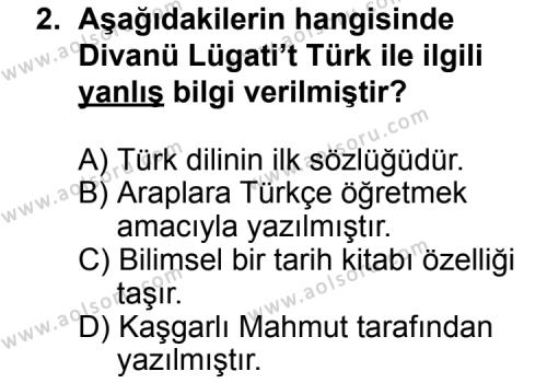 Seçmeli Türk Edebiyatı 4 Dersi 2014 - 2015 Yılı Ek Sınav Soruları 2. Soru