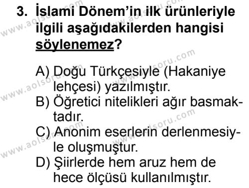 Seçmeli Türk Edebiyatı 4 Dersi 2014 - 2015 Yılı Ek Sınav Soruları 3. Soru