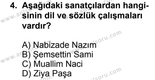 Seçmeli Türk Edebiyatı 5 Dersi 2011 - 2012 Yılı 1. Dönem Sınav Soruları 4. Soru