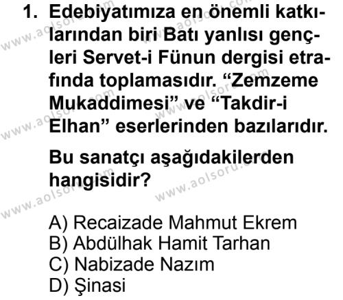 Seçmeli Türk Edebiyatı 5 Dersi 2011 - 2012 Yılı 2. Dönem Sınav Soruları 1. Soru