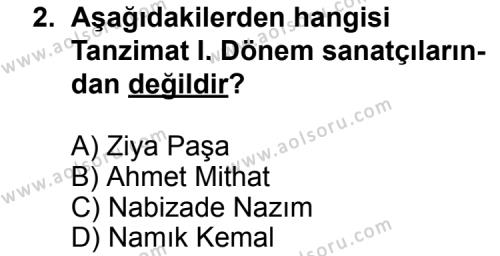 Seçmeli Türk Edebiyatı 5 Dersi 2011 - 2012 Yılı 3. Dönem Sınav Soruları 2. Soru