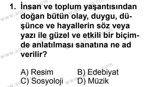 Seçmeli Türk Edebiyatı 5 Dersi 2011 - 2012 Yılı Ek Sınav Soruları 1. Soru