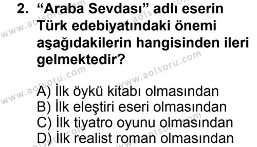 Seçmeli Türk Edebiyatı 5 Dersi 2011 - 2012 Yılı Ek Sınav Soruları 2. Soru