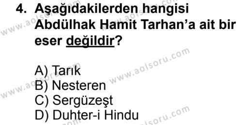 Seçmeli Türk Edebiyatı 5 Dersi 2011 - 2012 Yılı Ek Sınav Soruları 4. Soru