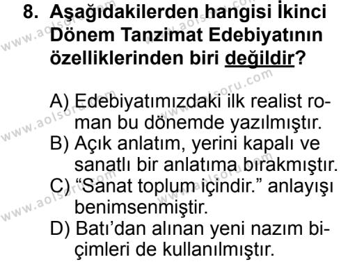 Seçmeli Türk Edebiyatı 5 Dersi 2012-2013 Yılı 1. Dönem Sınavı 8. Soru