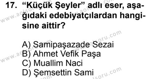 Seçmeli Türk Edebiyatı 5 Dersi 2012-2013 Yılı 1. Dönem Sınavı 17. Soru