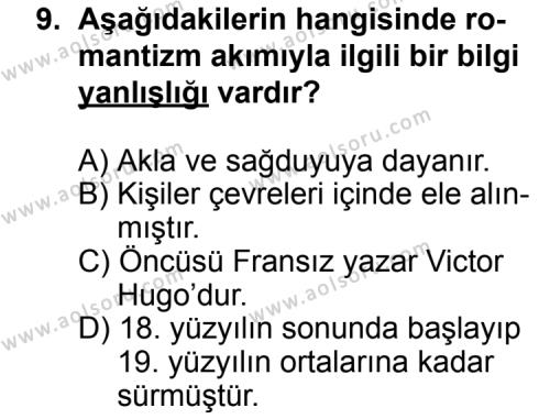 Seçmeli Türk Edebiyatı 5 Dersi 2013-2014 Yılı 2. Dönem Sınavı 9. Soru