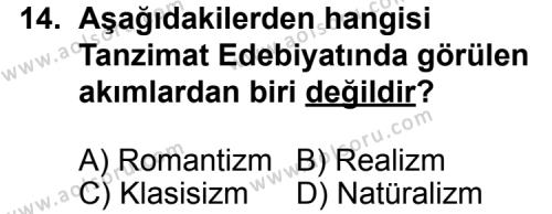 Seçmeli Türk Edebiyatı 5 Dersi 2013-2014 Yılı 2. Dönem Sınavı 14. Soru