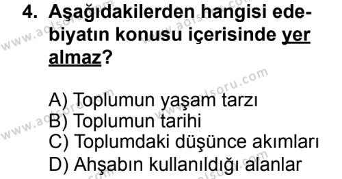 Seçmeli Türk Edebiyatı 5 Dersi 2014 - 2015 Yılı 2. Dönem Sınav Soruları 4. Soru