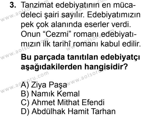 Seçmeli Türk Edebiyatı 5 Dersi 2014 - 2015 Yılı 3. Dönem Sınav Soruları 3. Soru