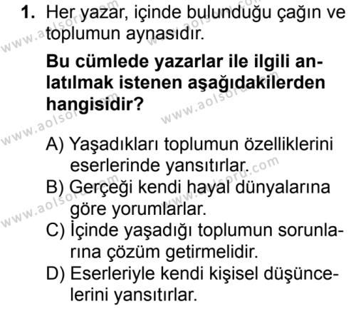 Seçmeli Türk Edebiyatı 5 Dersi 2016 - 2017 Yılı 2. Dönem Sınav Soruları 1. Soru