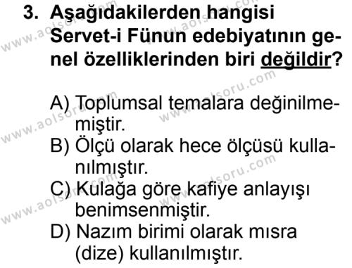 Seçmeli Türk Edebiyatı 6 Dersi 2011 - 2012 Yılı 1. Dönem Sınav Soruları 3. Soru