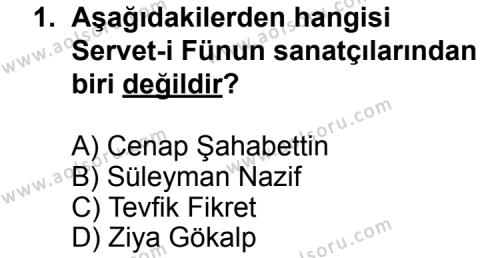 Seçmeli Türk Edebiyatı 6 Dersi 2011 - 2012 Yılı 2. Dönem Sınav Soruları 1. Soru