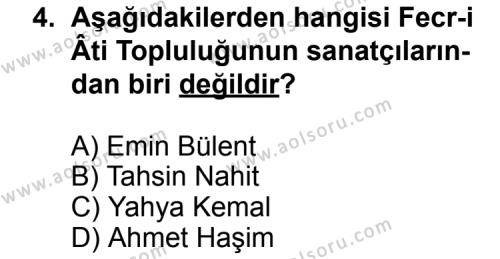 Seçmeli Türk Edebiyatı 6 Dersi 2013 - 2014 Yılı 1. Dönem Sınav Soruları 4. Soru