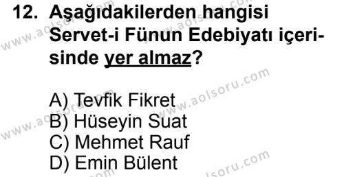 Seçmeli Türk Edebiyatı 6 Dersi 2013-2014 Yılı 2. Dönem Sınavı 12. Soru