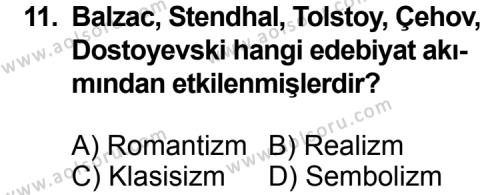 Seçmeli Türk Edebiyatı 6 Dersi 2013-2014 Yılı 3. Dönem Sınavı 11. Soru