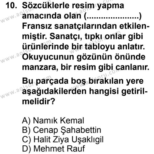 Seçmeli Türk Edebiyatı 6 Dersi 2014-2015 Yılı 1. Dönem Sınavı 10. Soru