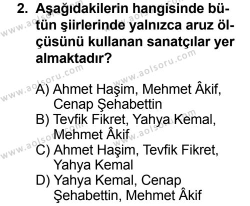 Seçmeli Türk Edebiyatı 6 Dersi 2014 - 2015 Yılı 3. Dönem Sınav Soruları 2. Soru