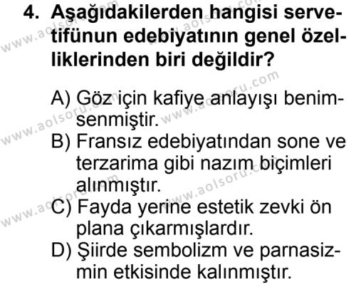 Seçmeli Türk Edebiyatı 6 Dersi 2015 - 2016 Yılı 2. Dönem Sınav Soruları 4. Soru