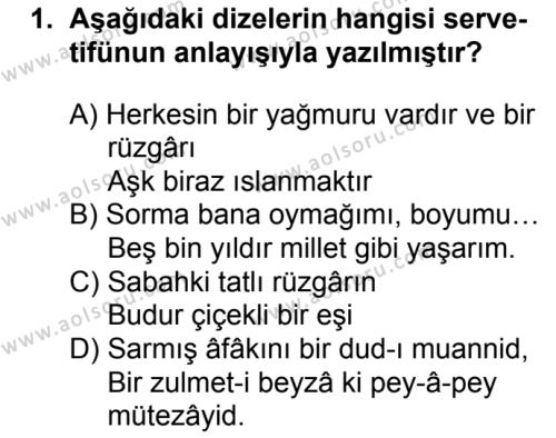 Seçmeli Türk Edebiyatı 6 Dersi 2016 - 2017 Yılı 3. Dönem Sınav Soruları 1. Soru