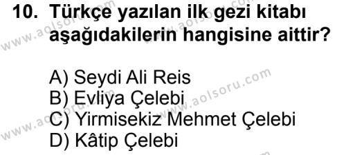Seçmeli Türk Edebiyatı 7 Dersi 2012-2013 Yılı 1. Dönem Sınavı 10. Soru