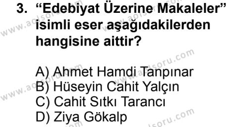 Seçmeli Türk Edebiyatı 7 Dersi 2012 - 2013 Yılı 2. Dönem Sınav Soruları 3. Soru