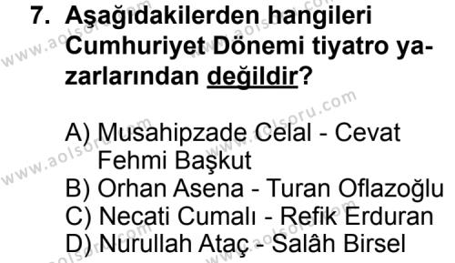 Seçmeli Türk Edebiyatı 7 Dersi 2012-2013 Yılı 2. Dönem Sınavı 7. Soru