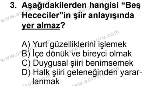 Seçmeli Türk Edebiyatı 7 Dersi 2012 - 2013 Yılı Ek Sınav Soruları 3. Soru
