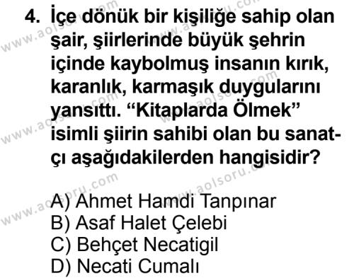 Seçmeli Türk Edebiyatı 7 Dersi 2013 - 2014 Yılı 1. Dönem Sınav Soruları 4. Soru