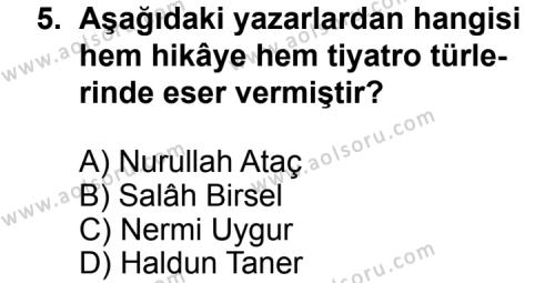 Seçmeli Türk Edebiyatı 7 Dersi 2013-2014 Yılı 1. Dönem Sınavı 5. Soru