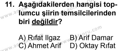 Seçmeli Türk Edebiyatı 7 Dersi 2013-2014 Yılı 1. Dönem Sınavı 11. Soru