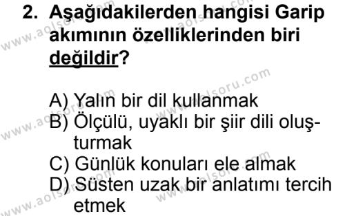 Seçmeli Türk Edebiyatı 7 Dersi 2013 - 2014 Yılı 2. Dönem Sınav Soruları 2. Soru