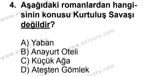 Seçmeli Türk Edebiyatı 7 Dersi 2013 - 2014 Yılı 3. Dönem Sınav Soruları 4. Soru