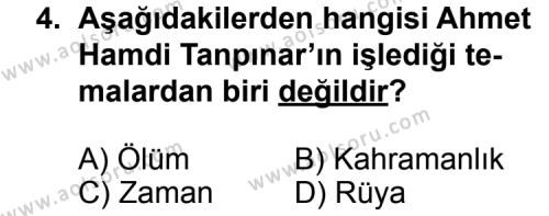 Seçmeli Türk Edebiyatı 7 Dersi 2014 - 2015 Yılı 2. Dönem Sınav Soruları 4. Soru