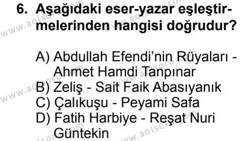 Seçmeli Türk Edebiyatı 7 Dersi 2015-2016 Yılı 2. Dönem Sınavı 6. Soru
