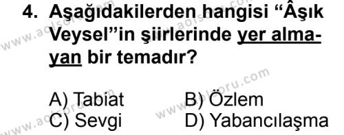 Seçmeli Türk Edebiyatı 8 Dersi 2012 - 2013 Yılı 1. Dönem Sınav Soruları 4. Soru