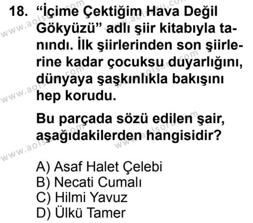 Seçmeli Türk Edebiyatı 8 Dersi 2012-2013 Yılı 1. Dönem Sınavı 18. Soru