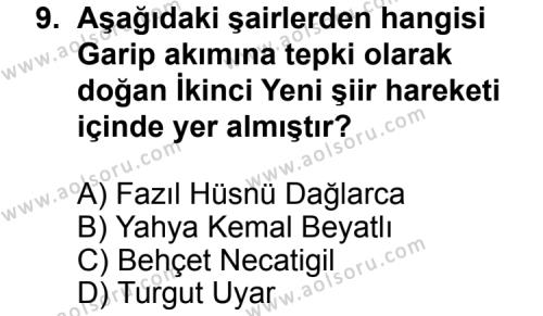Seçmeli Türk Edebiyatı 8 Dersi 2012-2013 Yılı 2. Dönem Sınavı 9. Soru