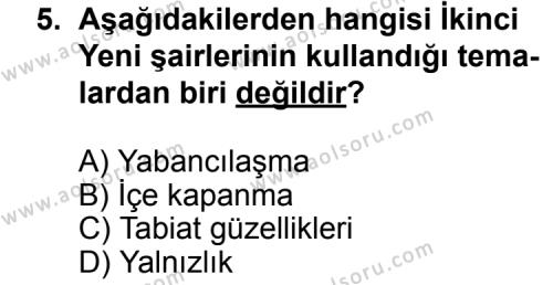 Seçmeli Türk Edebiyatı 8 Dersi 2012-2013 Yılı 3. Dönem Sınavı 5. Soru