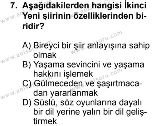 Seçmeli Türk Edebiyatı 8 Dersi 2013-2014 Yılı 1. Dönem Sınavı 7. Soru