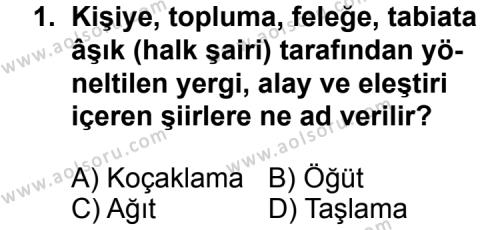 Seçmeli Türk Edebiyatı 8 Dersi 2013 - 2014 Yılı 2. Dönem Sınav Soruları 1. Soru