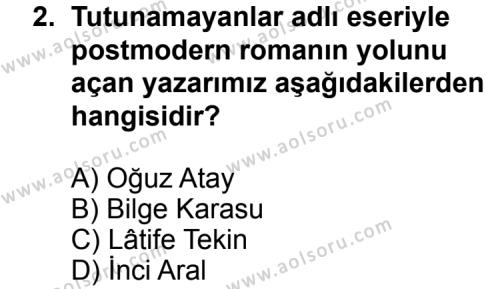 Seçmeli Türk Edebiyatı 8 Dersi 2013 - 2014 Yılı 3. Dönem Sınav Soruları 2. Soru
