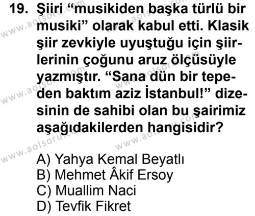 Seçmeli Türk Edebiyatı 8 Dersi 2013-2014 Yılı 3. Dönem Sınavı 19. Soru