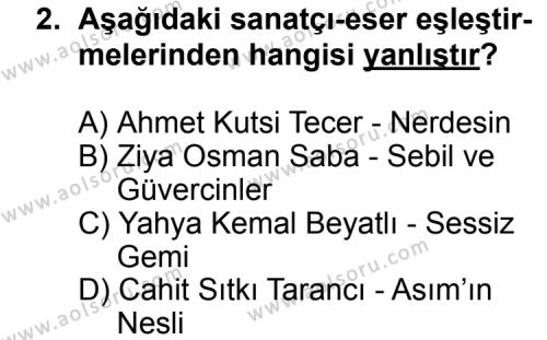 Seçmeli Türk Edebiyatı 8 Dersi 2014 - 2015 Yılı 1. Dönem Sınav Soruları 2. Soru