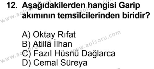 Seçmeli Türk Edebiyatı 8 Dersi 2014-2015 Yılı 1. Dönem Sınavı 12. Soru