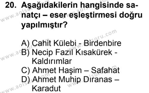 Seçmeli Türk Edebiyatı 8 Dersi 2014-2015 Yılı 2. Dönem Sınavı 20. Soru